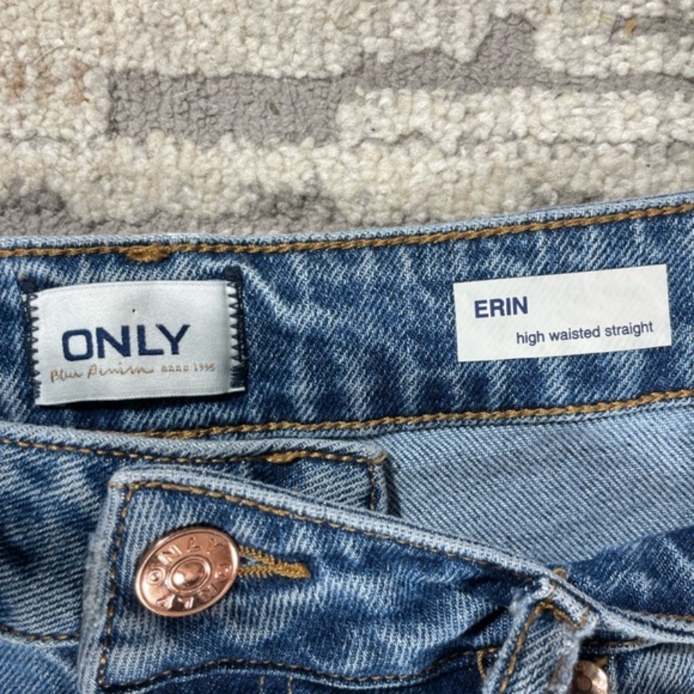 ONLY Erin High Waisted Straight Leg Blue Jeans Size 30 Cotton - Picture 8 of 13